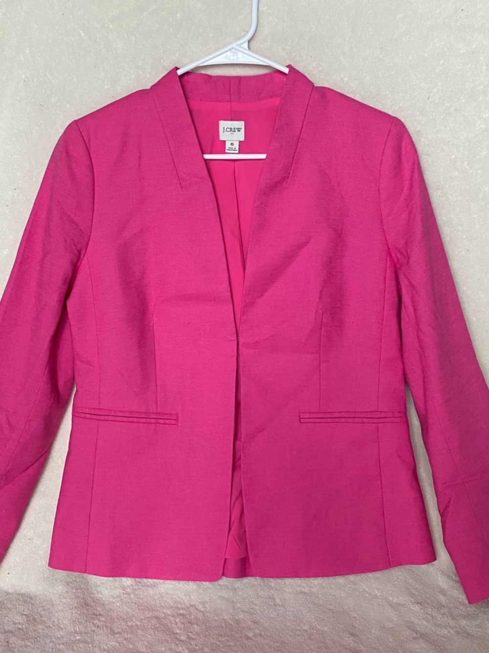 J Crew Hot Pink Open-Front Blazer